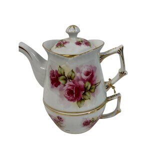 Porcelain Treasures Hand Paint Tea For One Set By Betty Platner Rose 8817